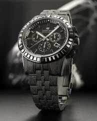 Men's black Louis XVI watch with steel strap Majesté Iced Out Rainbow 1184 - Black 43MM