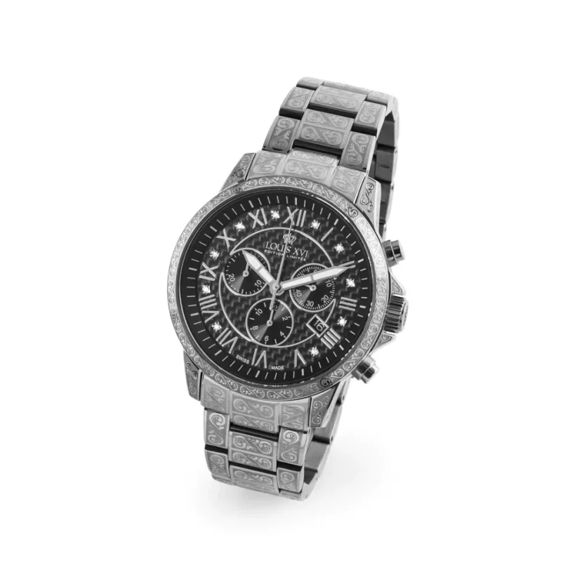 Relógio Louis XVI de prata para homem com pulseira de aço Palais Royale 1019 - Silver 43MM