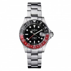 Miesten hopeinen Davosa -kello teräshihnalla Ternos Ceramic GMT - Black/Red Automatic 40MM