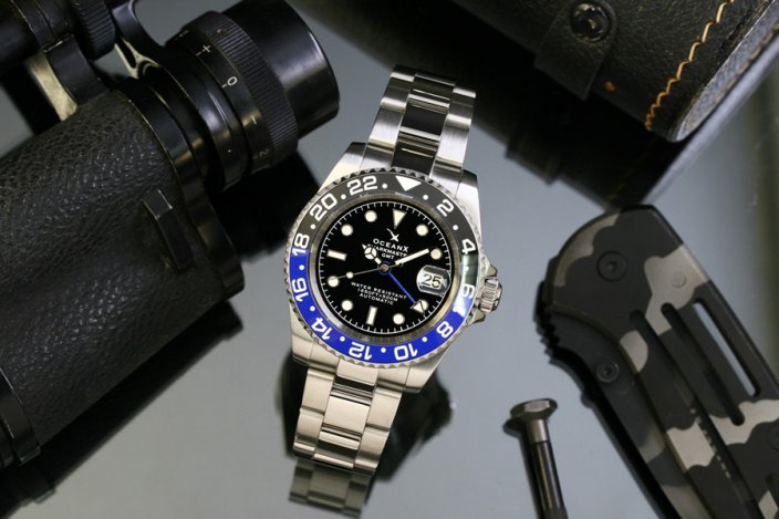 Relógio de homem Ocean X de prata com pulseira de aço SHARKMASTER GMT SMS-GMT-541 - Silver Automatic 42MM