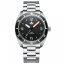 Zilverkleurig herenhorloge van Phoibos Watches met stalen band Reef Master 200M - Pitch Black Automatic 42MM