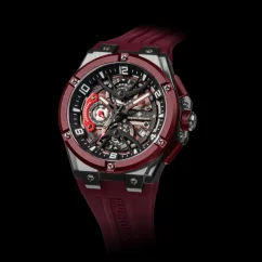 Stříbrné pánské hodinky Ralph Christian s gumovým páskem The Apex Chrono - Crimson Steel 46MM