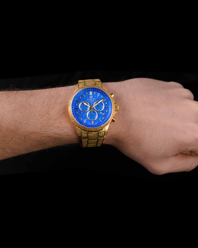 Zlaté pánské hodinky Louis XVI s ocelovým páskem Palais Royale With Diamond 1807 - Gold 43M