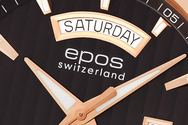 Relógio masculino Epos em ouro com pulseira de couro Passion 3402.142.24.15.25 43MM Automatic