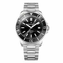 Srebrny męski zegarek Venezianico ze stalowym paskiem Nereide 3321504C Black 42MM Automatic