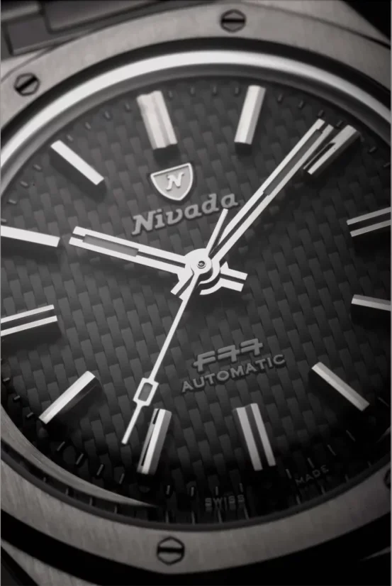 Men's silver Nivada Grenchen watch with steel strap F77 TITANIUM ANTHRACITE 68006A77 37MM Automatic