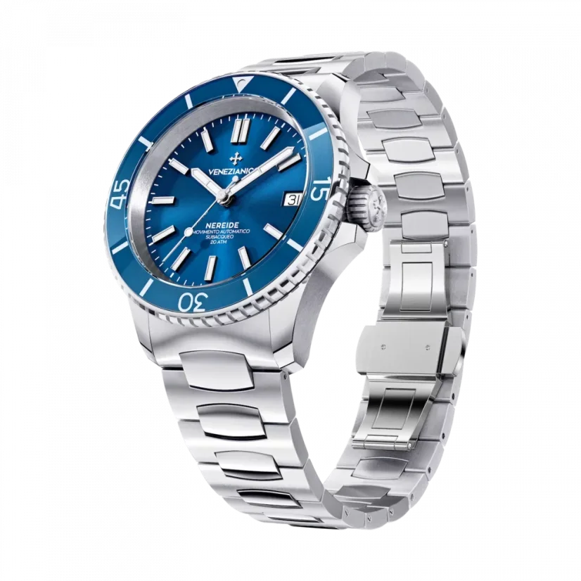 Strieborné pánske hodinky Venezianico s oceľovým pásikom Nereide 3121502C Blue 39MM Automatic