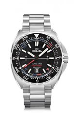 Męski srebrny zegarek Delma Watches ze stalowym paskiem Oceanmaster Silver / Black 44MM Automatic