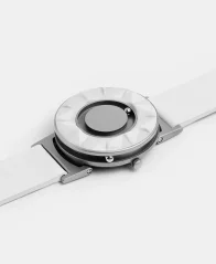 Herrenuhr aus Silber Eone mit Ledergürtel Bradley Element White - Silver 40MM