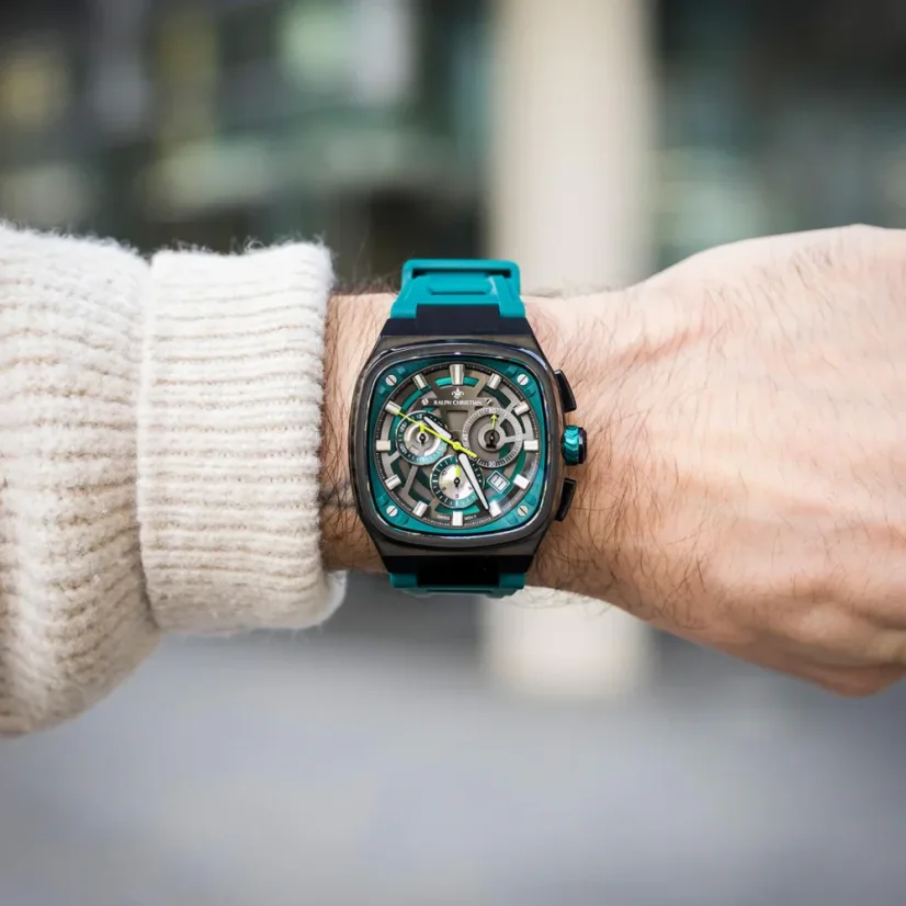 Men's black Ralph Christian watch with a rubber band The Legacy Chrono - Midnight Forest 42,5MM