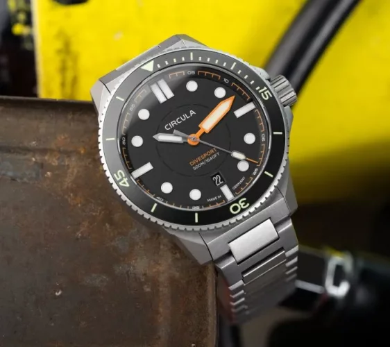 Orologio da uomo Circula Watches in colore argento con cinturino in acciaio DiveSport Titan - Black / Hardened Titanium 42MM Automatic