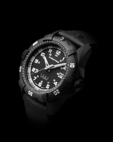 Černé pánské hodinky ProTek s gumovým páskem Series PT1211 42MM Automatic