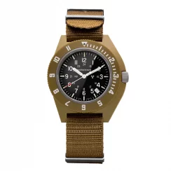 Hnědé pánské hodinky Marathon Watches s nylonovým páskem Desert Tan Pilot's Navigator with Date 41MM