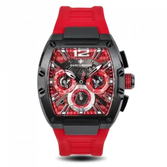 Černé pánské hodinky Ralph Christian s gumovým páskem The Intrepid Sport - Racing Red 42,5MM