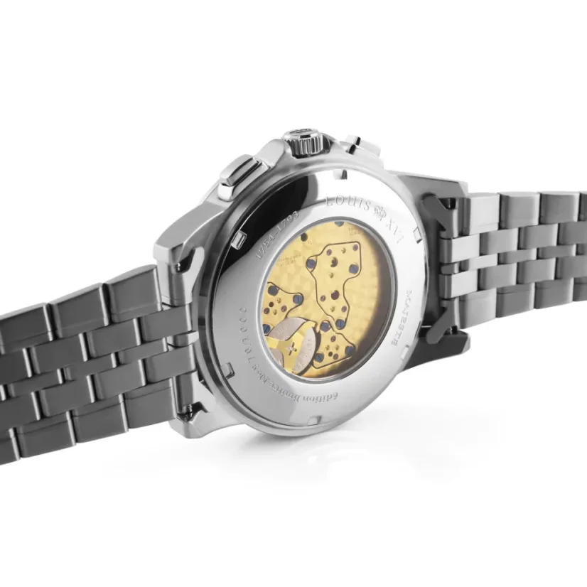 Stříbrné pánské hodinky Louis XVI s ocelovým páskem Majesté Iced Out Baguette 1133 - Silver 43MM