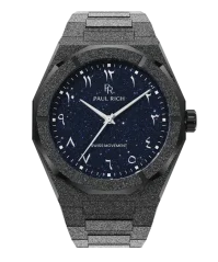 Men's black Paul Rich watch with steel strap Frosted Star Dust II Oasis - Midnight Oasis Black 43MM