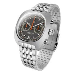 Men's silver Straton Watch with steel strap Comp Driver Grey 42MM