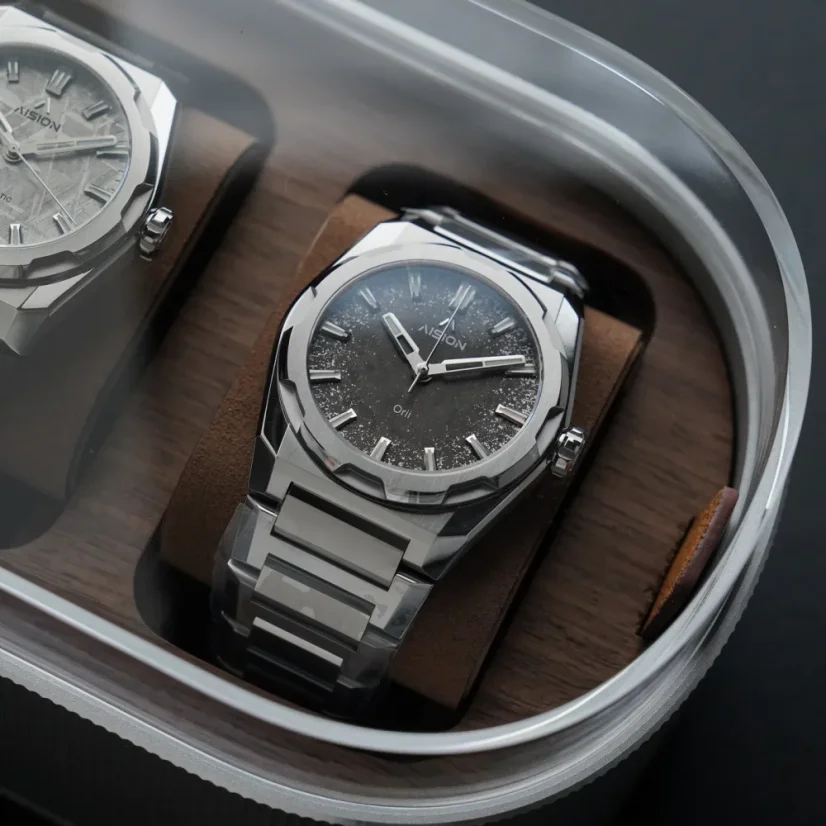 Men's silver Aisiondesign Watches with steel HANG Crafts - SILVER LEAF - HANMON KUROSOME 40MM Automatic