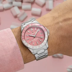 Relógio masculino de prata Venezianico com bracelete de aço Nereide GMT 3521506C Rosa 39MM Automatic