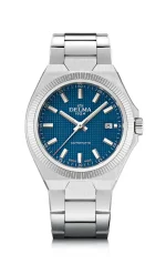 Men's silver Delma Watch with steel strap Midland Automatic Silver / Ocean Blue 40,5MM