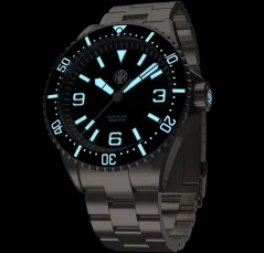 Stříbrné pánské hodinky NTH Watches s ocelovým páskem 2K1 Subs Swiftsure With Date - Black Automatic 43,7MM