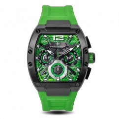 Men's black Ralph Christian watch with a rubber band The Intrepid Sport - Lime Green 42,5MM