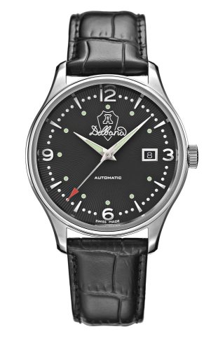 Orologio da uomo Delbana Watches in colore argento con cinturino in pelle Della Balda Black / Black 40MM Automatic