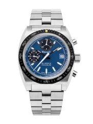 Stříbrné pánské hodinky Nivada Grenchen s ocelovým páskem CHRONOSPORT Blue 77003A45 38MM Automatic