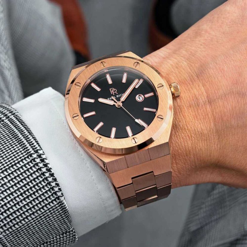Montre homme en or Paul Rich avec bracelet en acier Ambassador's Rose - Steel 45MM