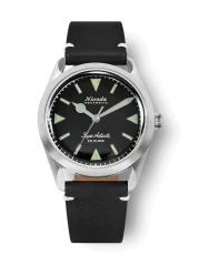 Muški srebrni sat Nivada Grenchen s kožnim remenom Super Antarctic 32026A15 38MM Automatic