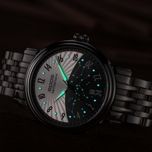 Srebrny męski zegarek Epos ze stalowym paskiem Emotion 24H 3390.302.20.38.30 41MM Automatic