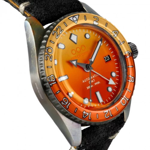 Męski srebrny zegarek Out Of Order Watches ze skórzanym paskiem Sex on the Beach GMT 40MM Automatic