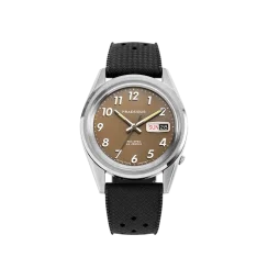 Relógio Praesidus prata para homens com pulseira de borracha Rec Spec - Tropic Rubber 38MM Automatic