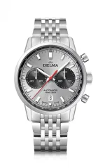 Stříbrné pánské hodinky Delma s ocelovým páskem Continental Silver 42MM Automatic
