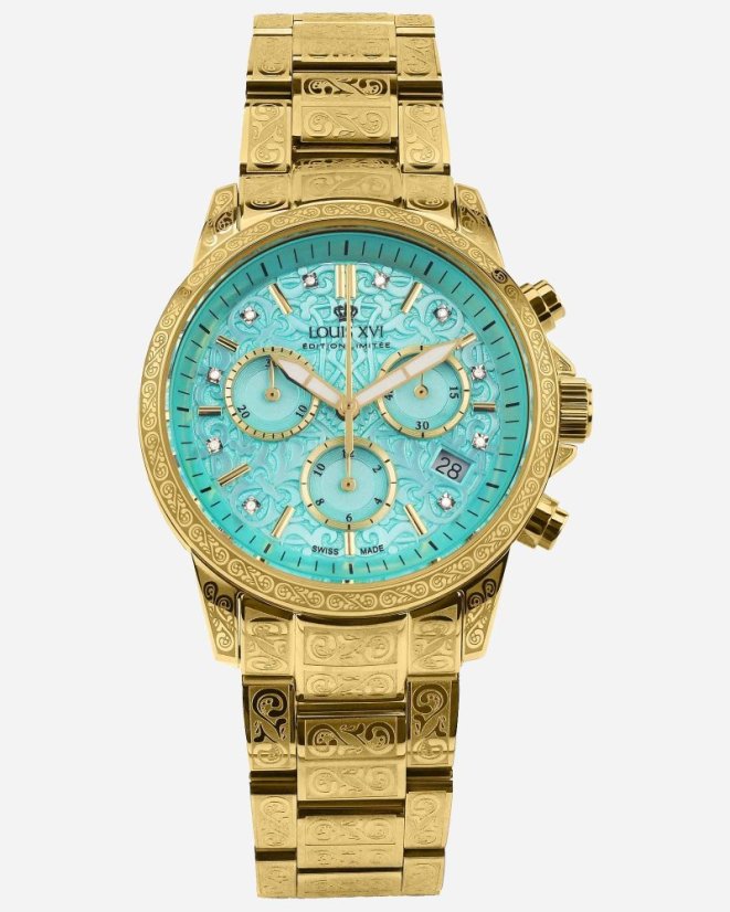 Women's gold Louis XVI watch with steel strap Palais Royale Woman With Diamond 6005 - Gold 38MM