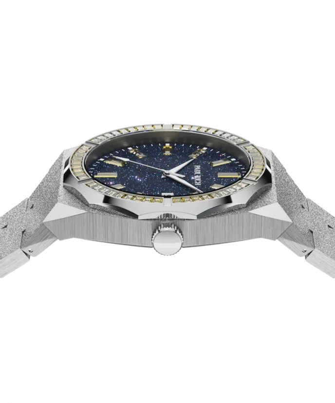 Men's silver Paul Rich watch with steel strap Banana Split Frosted Star Dust - Silver 45MM Limited edition