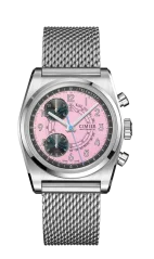 Relógio Cimier pulseira de prata com pulseira de aço para homem 711 HERITAGE CHRONOGRAPH POP PINK MESH 39,5MM Automatic