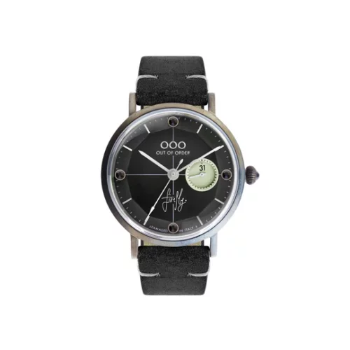 Reloj Out Of Order Watches Plata para hombres con cinturón de cuero Firefly 36 Black 36MM