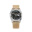 Stříbrné pánské hodinky Praesidus s koženým páskem Rec Spec - OG Popcorn Sand Leather 38MM Automatic