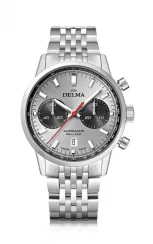 Męski srebrny zegarek Delma Watches ze stalowym paskiem Continental Silver 42MM Automatic