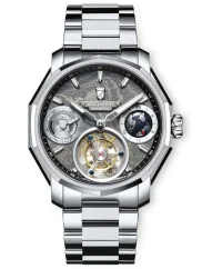 Relógio Waldhoff bracelete de aço prateado para homem Continental Obsidian 41MM Automatic