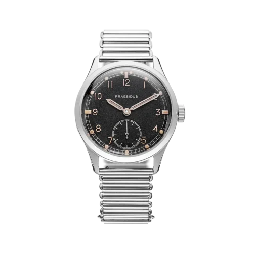 Męski srebrny zegarek Praesidus ze stalowym paskiem DD-45 Patina Steel 38MM Automatic