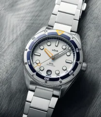 Strieborné pánske hodinky UBIQ s oceľovým pásikom DUAL - NAVYSILVER 39MM Automatic