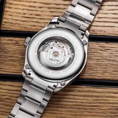 Srebrny męski zegarek Epos ze stalowym paskiem Passion 3402.142.20.38.30 43MM Automatic