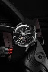 Stříbrné pánské hodinky Vulcain s koženým páskem Nautical Heritage Black White Luminova Steel Triple Caseback - Grey 42MM Automatic