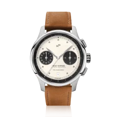 Reloj About Vintage plateado para hombre con cinturón de cuero genuino 1934 Telechron / White Black 42 MM