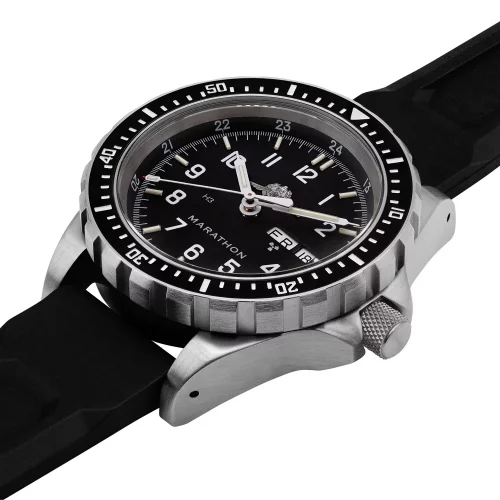 Męski srebrny zegarek Marathon Watches z gumowym paskiem Official IDF YAMAM™ Jumbo Automatic 46MM
