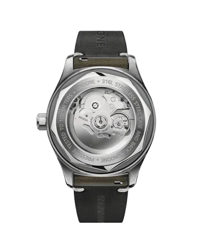 Strieborné pánske hodinky Undone Watches s koženým pásikom Basecamp Cali Green 40MM Automatic
