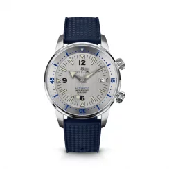 Relógio Milus Watches prata para homens com pulseira de borracha Archimèdes by Milus Silver Storm 41MM Automatic