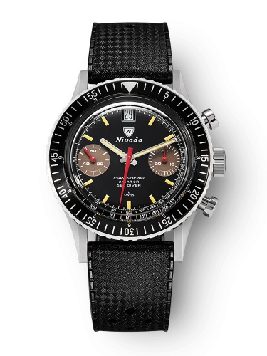 Srebrny zegarek męski Nivada Grenchen z gumowym paskiem Chronoking Manual 87033M01 38MM